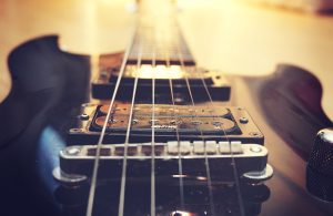 close-up of guitar